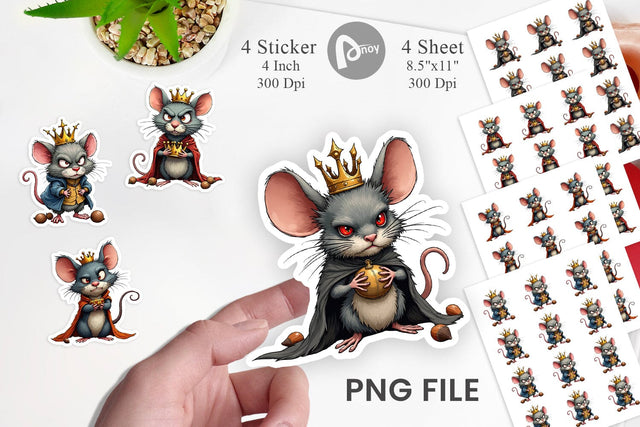 Cranky Mouse King Mayhem Sticker Sublimation artnoy 