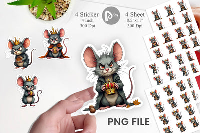 Cranky Mouse King Mayhem Sticker Sublimation artnoy 