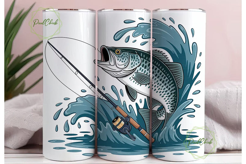 Crappie Fishing Tumbler Wrap PNG Sublimation PixelChick 