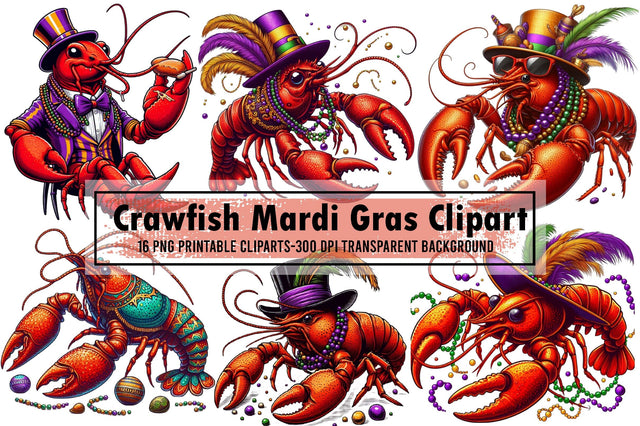 Crawfish Mardi Gras Watercolor Clipart Sublimation designartist 