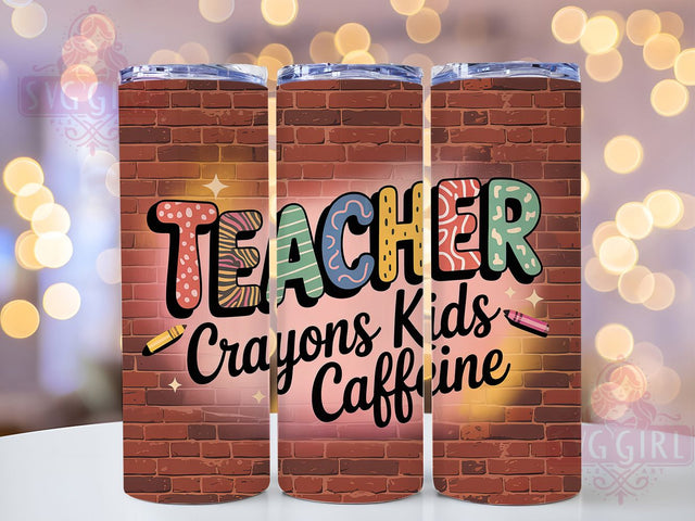 Crayon Teacher Life 20oz Tumbler, Crayons Wrap, Sublimation Gift, Educator Mug, 20oz Tumbler Design, Teacher Life Quote, Classroom Theme Sublimation SvggirlplusArt 