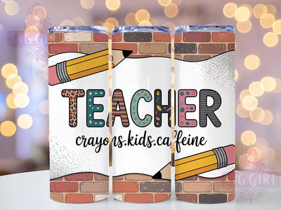 Crayon Teacher Life 20oz Tumbler, Crayons Wrap, Sublimation Gift, Educator Mug, 20oz Tumbler Design, Teacher Life Quote, Classroom Theme Sublimation SvggirlplusArt 