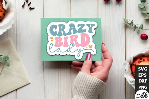 Crazy bird lady Retro Stickers SVG akazaddesign 