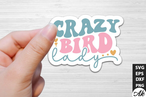 Crazy bird lady Retro Stickers SVG akazaddesign 