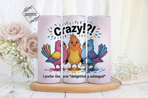 Crazy Birds 20oz Tumbler Wrap Sublimation sassyprint 