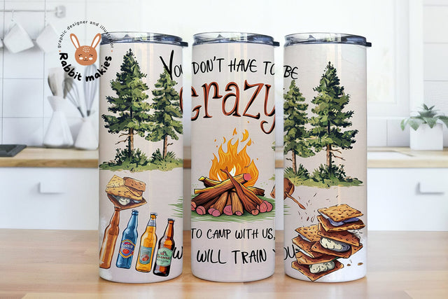 Crazy Camping Life PNG File Download, Funny Camper Digital Design, Camp 20 Oz Skinny Sublimation Tumbler Wrap Sublimation Rabbitmakies 