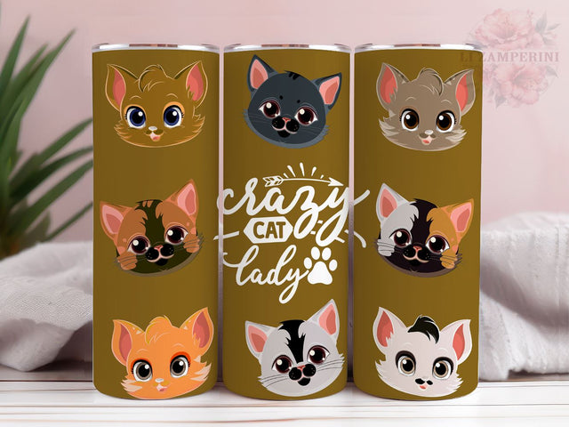 Crazy Cat Lady 20oz Tumbler Wrap PNG, Funny Cat Tumber Png, Straight & Tapered Tumbler Wrap, Instant Digital Download Sublimation Li Zamperini 
