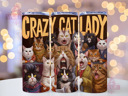 Crazy Cat Lady 20oz Tumbler Wrap Sublimation Design, Straight Tapered Tumbler Wrap, Cat Lover Life Tumbler Png, Instant Digital Download Sublimation SvggirlplusArt 
