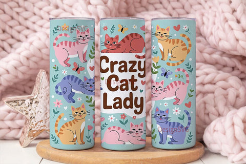 Crazy Cat Lady 20oz Tumbler Wrap Sublimation DesignSVG 