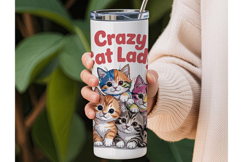 Crazy Cat Lady 20oz Tumbler Wrap Sublimation DesignSVG 