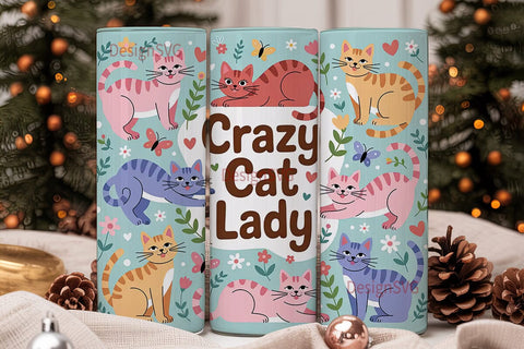 Crazy Cat Lady 20oz Tumbler Wrap Sublimation DesignSVG 