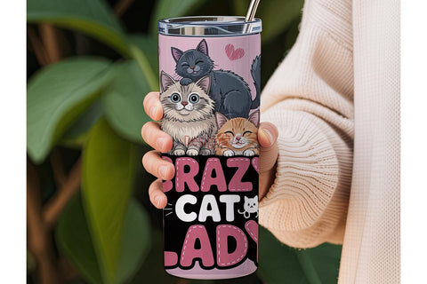 Crazy Cat Lady 20oz Tumbler Wrap Sublimation DesignSVG 