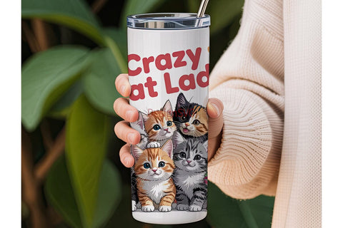 Crazy Cat Lady 20oz Tumbler Wrap Sublimation DesignSVG 