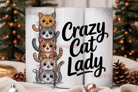 Crazy Cat Lady 20oz Tumbler Wrap Sublimation DesignSVG 