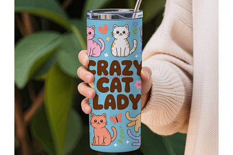 Crazy Cat Lady 20oz Tumbler Wrap Sublimation DesignSVG 