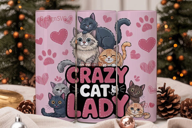Crazy Cat Lady 20oz Tumbler Wrap Sublimation DesignSVG 
