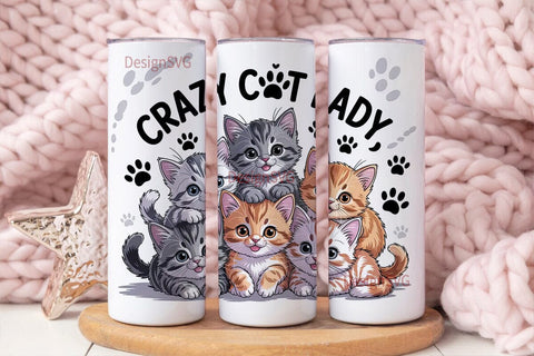 Crazy Cat Lady 20oz Tumbler Wrap Sublimation DesignSVG 