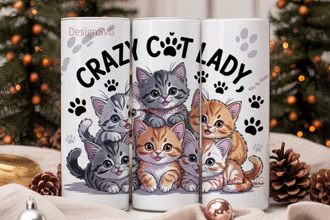 Crazy Cat Lady 20oz Tumbler Wrap Sublimation DesignSVG 