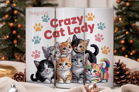 Crazy Cat Lady 20oz Tumbler Wrap Sublimation DesignSVG 