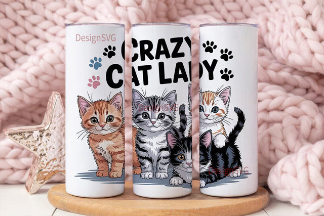 Crazy Cat Lady 20oz Tumbler Wrap Sublimation DesignSVG 