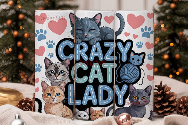Crazy Cat Lady 20oz Tumbler Wrap Sublimation DesignSVG 
