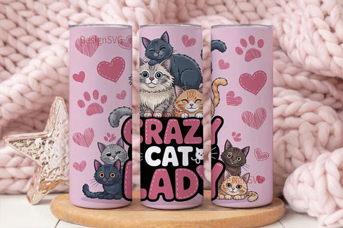 Crazy Cat Lady 20oz Tumbler Wrap Sublimation DesignSVG 