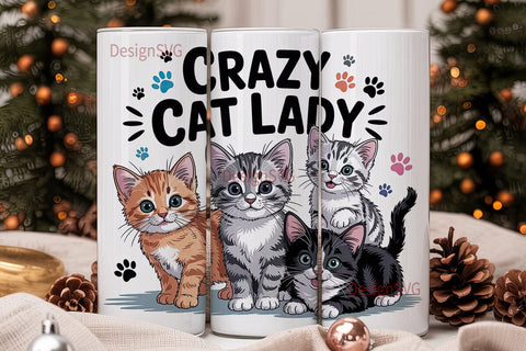 Crazy Cat Lady 20oz Tumbler Wrap Sublimation DesignSVG 