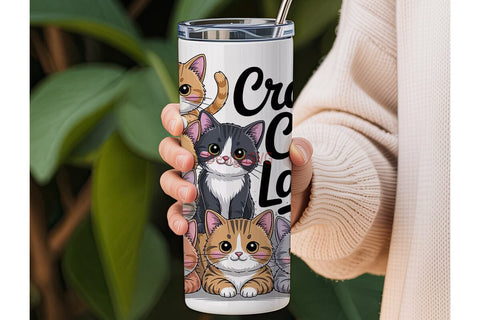 Crazy Cat Lady 20oz Tumbler Wrap Sublimation DesignSVG 