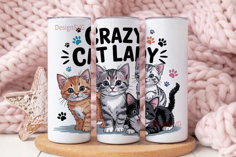 Crazy Cat Lady 20oz Tumbler Wrap Sublimation DesignSVG 