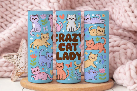 Crazy Cat Lady 20oz Tumbler Wrap Sublimation DesignSVG 