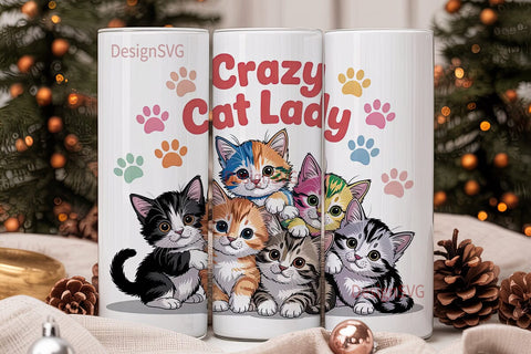Crazy Cat Lady 20oz Tumbler Wrap Sublimation DesignSVG 