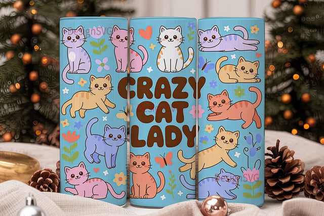 Crazy Cat Lady 20oz Tumbler Wrap Sublimation DesignSVG 