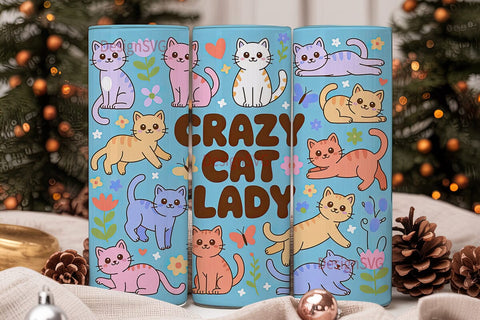 Crazy Cat Lady 20oz Tumbler Wrap Sublimation DesignSVG 