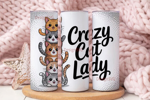 Crazy Cat Lady 20oz Tumbler Wrap Sublimation DesignSVG 