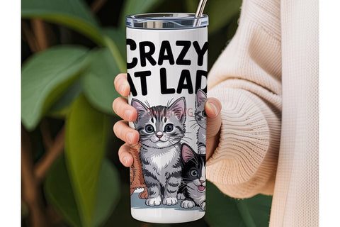 Crazy Cat Lady 20oz Tumbler Wrap Sublimation DesignSVG 