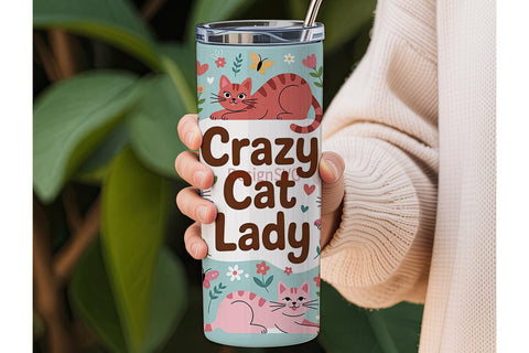 Crazy Cat Lady 20oz Tumbler Wrap Sublimation DesignSVG 