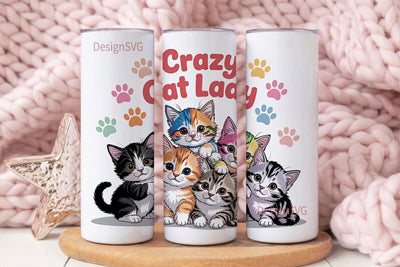 Crazy Cat Lady 20oz Tumbler Wrap Sublimation DesignSVG 