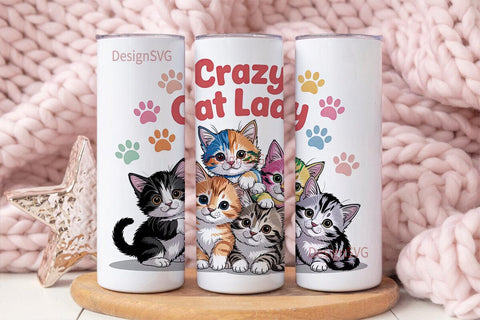 Crazy Cat Lady 20oz Tumbler Wrap Sublimation DesignSVG 