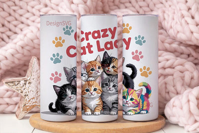Crazy Cat Lady 20oz Tumbler Wrap Sublimation DesignSVG 