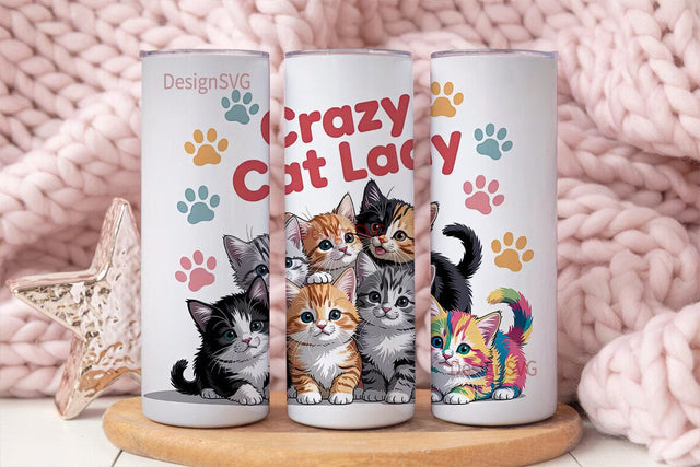 Crazy Cat Lady 20oz Tumbler Wrap Sublimation DesignSVG 