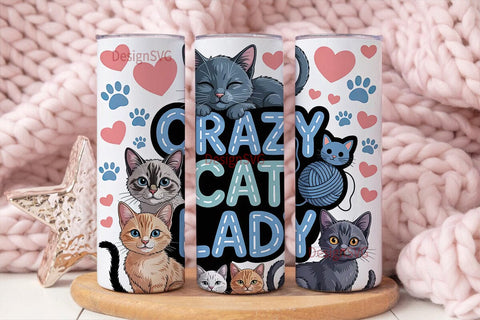 Crazy Cat Lady 20oz Tumbler Wrap Sublimation DesignSVG 