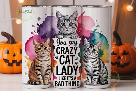 Crazy Cat Lady 20oz Tumbler Wrap Sublimation PixelChick 