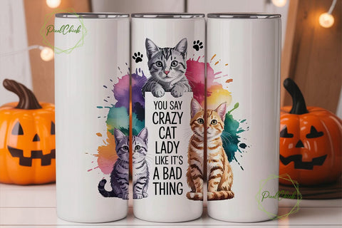 Crazy Cat Lady 20oz Tumbler Wrap Sublimation PixelChick 