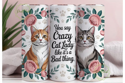 Crazy Cat Lady 20oz Tumbler Wrap Sublimation PixelChick 