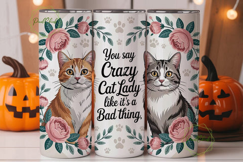 Crazy Cat Lady 20oz Tumbler Wrap Sublimation PixelChick 