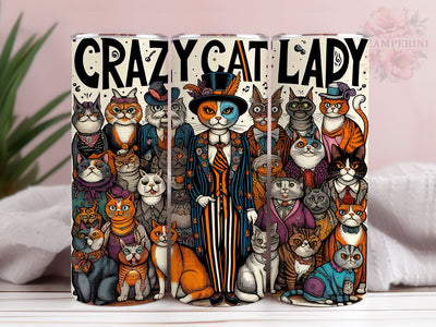 Crazy Cat Lady Cat Lover Life 20oz Tumbler Wrap PNG, Cat Lover Tumbler Png, Straight & Tapered Tumbler Wrap, Instant Digital Download Sublimation Li Zamperini 