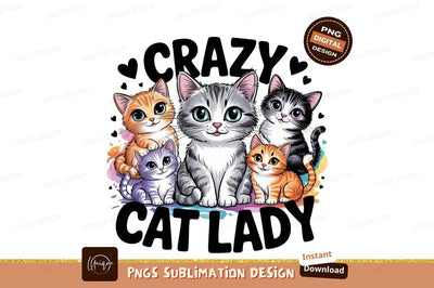 Crazy Cat Lady Feline Group Portrait Sublimation Designangry 