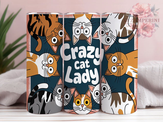 Crazy Cat Lady Pet Lover 20oz Tumbler, Crazy Cat Lady, Cat Lover Tumbler, Funny Tumbler, Pet Lover Tumbler, 20oz Sublimation Wrap, Cat Mom Tumbler Sublimation Li Zamperini 