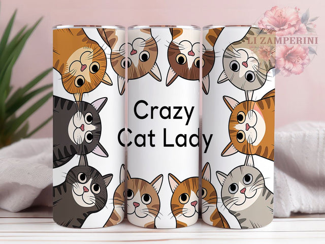 Crazy Cat Lady Pet Lover 20oz Tumbler, Crazy Cat Lady, Cat Lover Tumbler, Funny Tumbler, Pet Lover Tumbler, 20oz Sublimation Wrap, Cat Mom Tumbler Sublimation Li Zamperini 