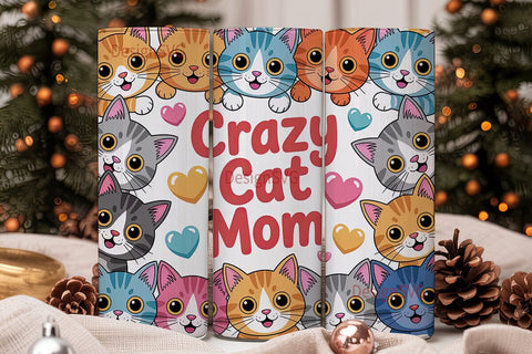 Crazy Cat Mom 20oz Tumbler Wrap Sublimation DesignSVG 